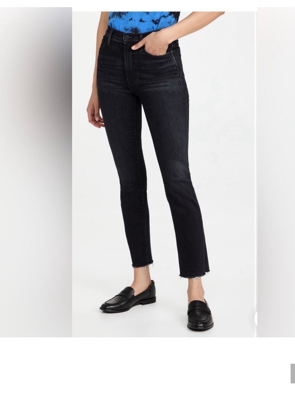 Mother Denim jeans, "High Waisted Rascal Ankle Snippet" style in Thunder road